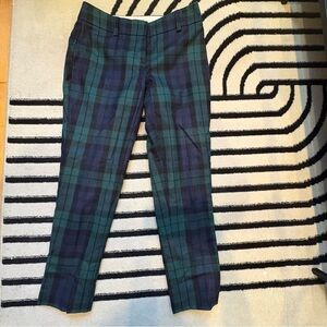 Lands' End Women’s Plaid Pants in Green and Blue
